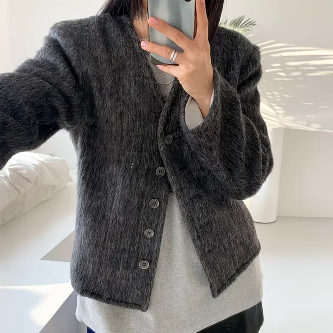 뉴터(Neuter) 노카라 브러쉬자켓 55-66 새상품 상품이미지1