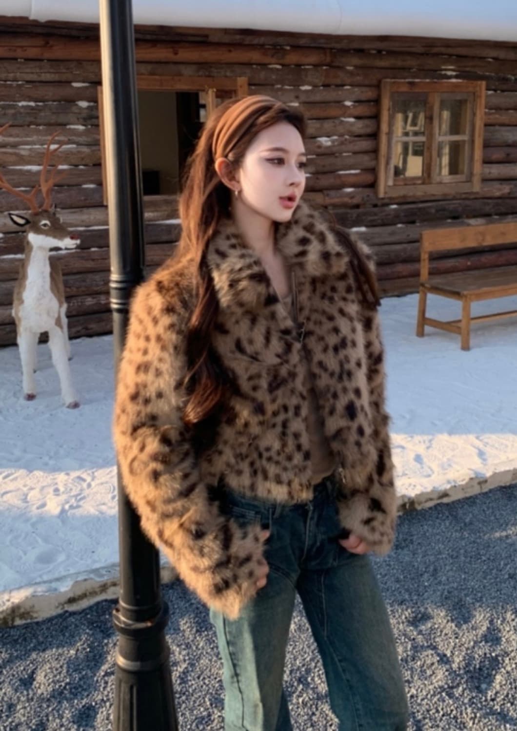 레오파드 퍼자켓 상품이미지1