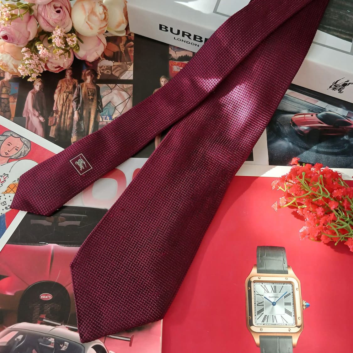 버버리 실크 버건디 텍스처 넥타이 9.5cm B등급 A19056
 상품이미지3