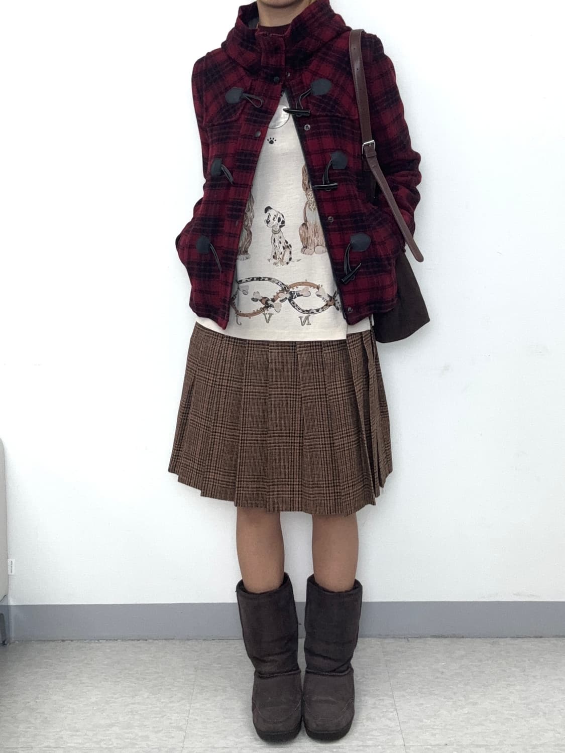 빈티지 레드 후드 더플 하프 울 코트 상품이미지8