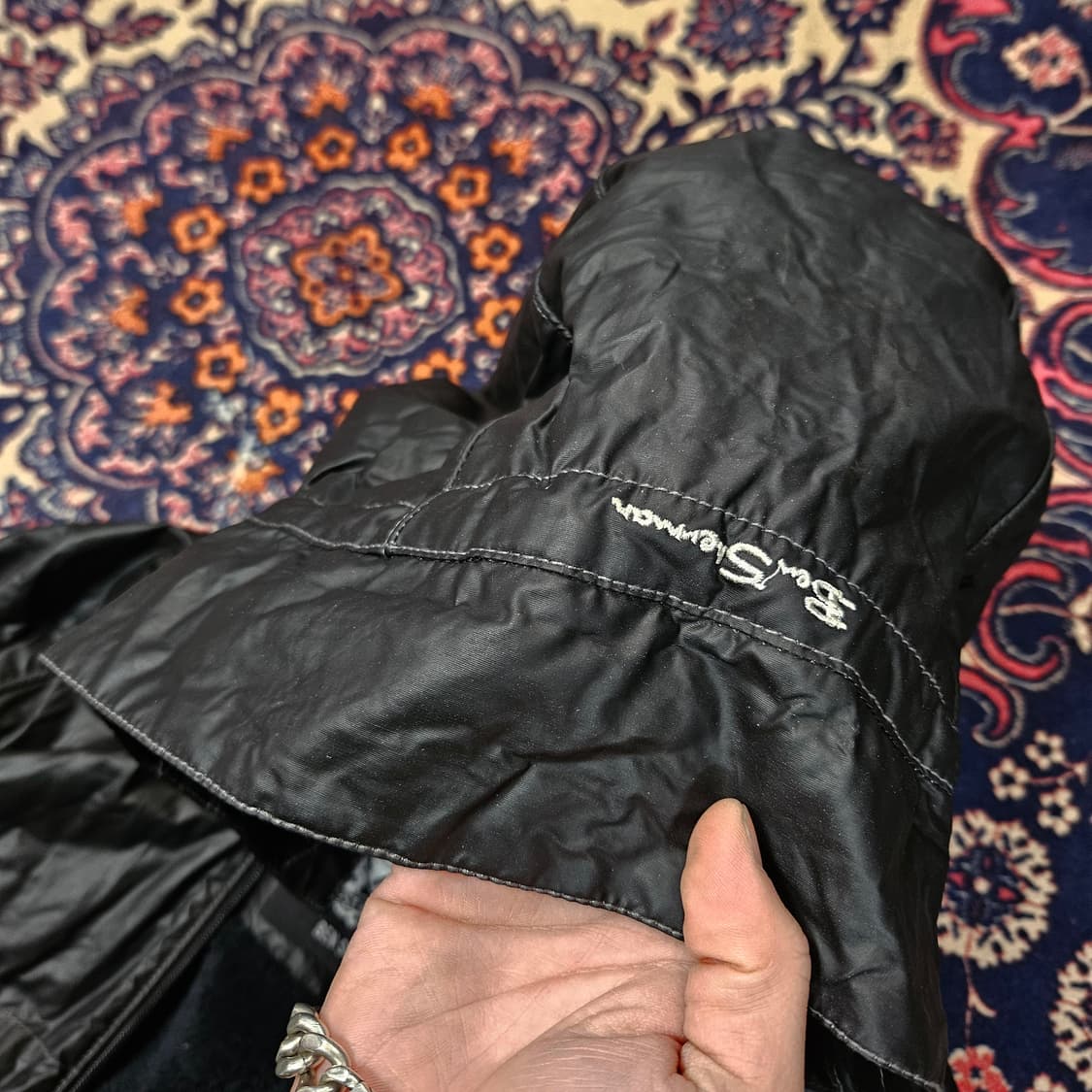 벤셔먼 00's 나일론 왁싱 바이커 후드 숏 자켓 95size 상품이미지6