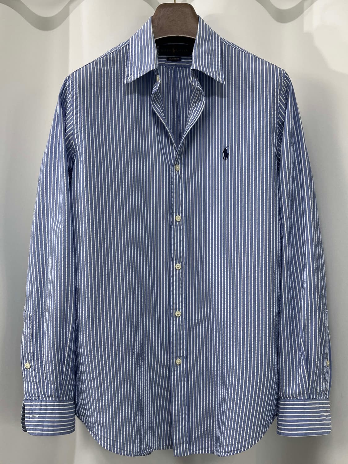 폴로 랄프로렌 스카이블루 시어서커 써머 버튼다운 셔츠 상품이미지1