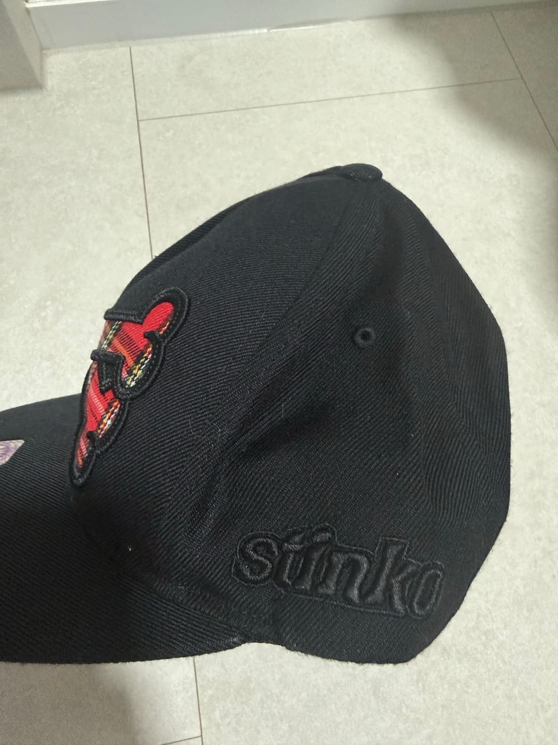 엘스팅코 캡모자 레드 타탄체크 펑크 빈티지 뼈다귀 상품이미지2