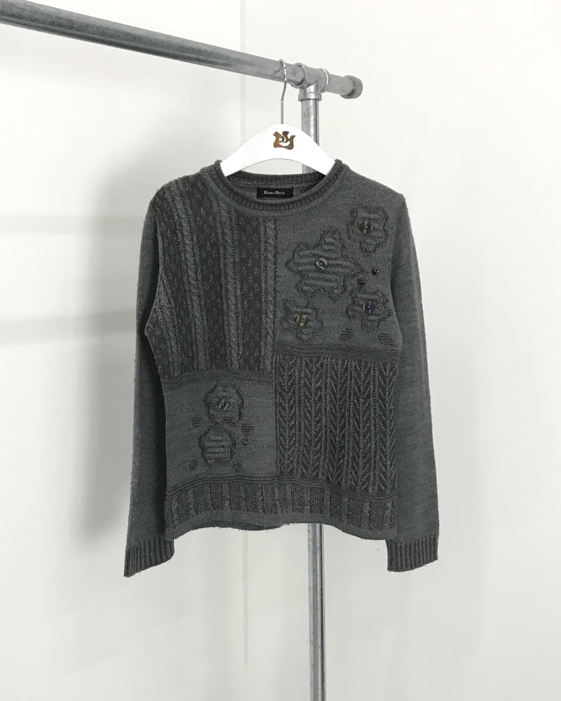 ROMA REED Button Patchwork Sweater 상품이미지2