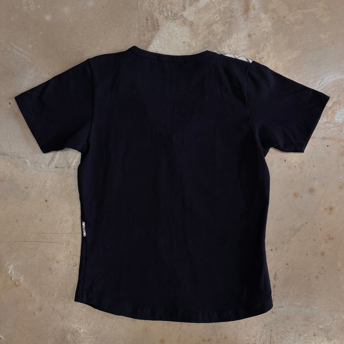 S 버버리 여성용 블랙 브이넥 반팔 티셔츠 상품이미지3