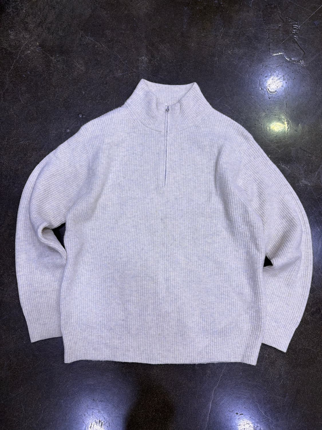 유니클로 하프 집업 얀 니트 풀오버 스웨터 아이보리 XL 상품이미지2