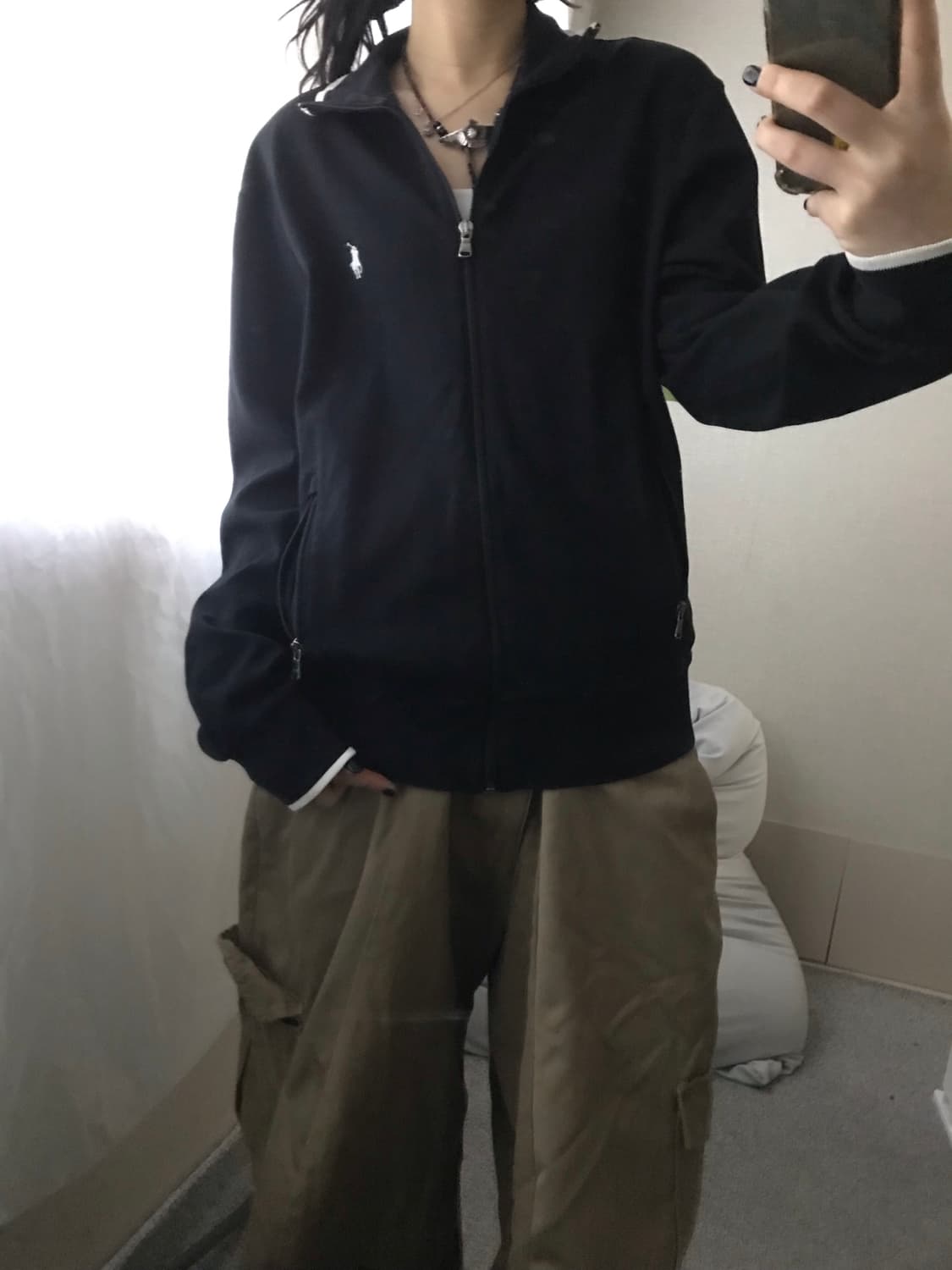 폴로 블랙 화이트 집업 상품이미지4