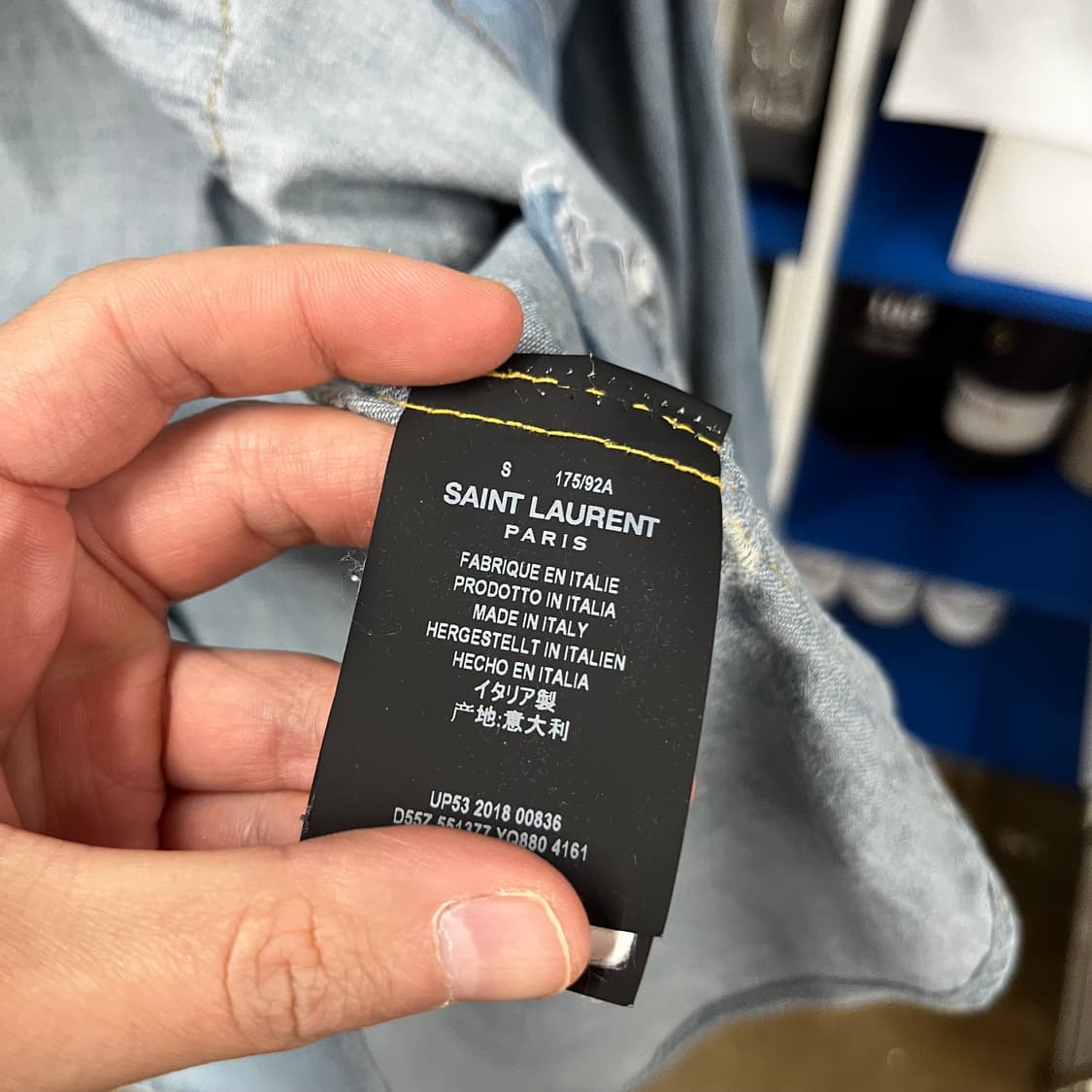 생로랑 디스트레스드 데님셔츠 S 상품이미지4