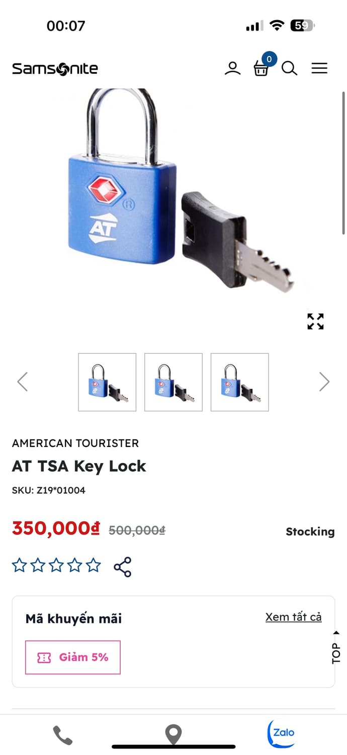 [새상품.정가13,000] TSA 자물쇠 샘소나이트 키 여행용품 자전거 상품이미지3