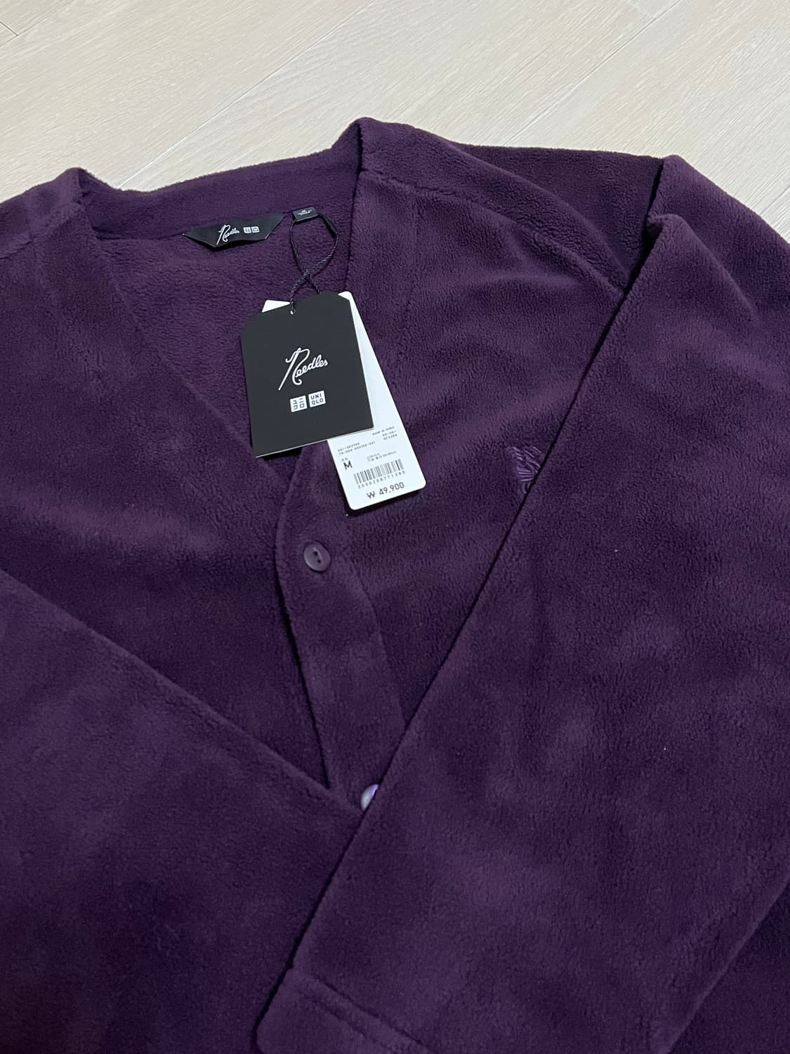 [새상품/당일배송] 유니클로 니들스 후리스 오버사이즈 가디건 퍼플 M 상품이미지3