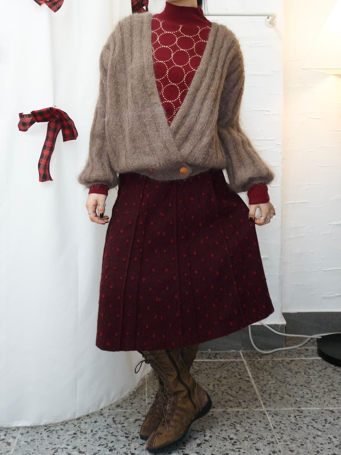 deep red dot skirt 상품이미지2