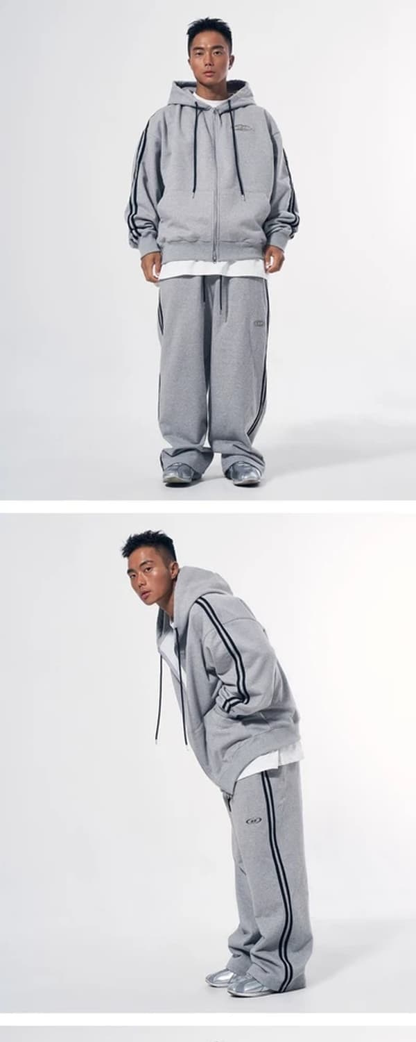 본투윈 크롬 B 로고 트랙 라인 와이드 팬츠 PN6965 상품이미지2