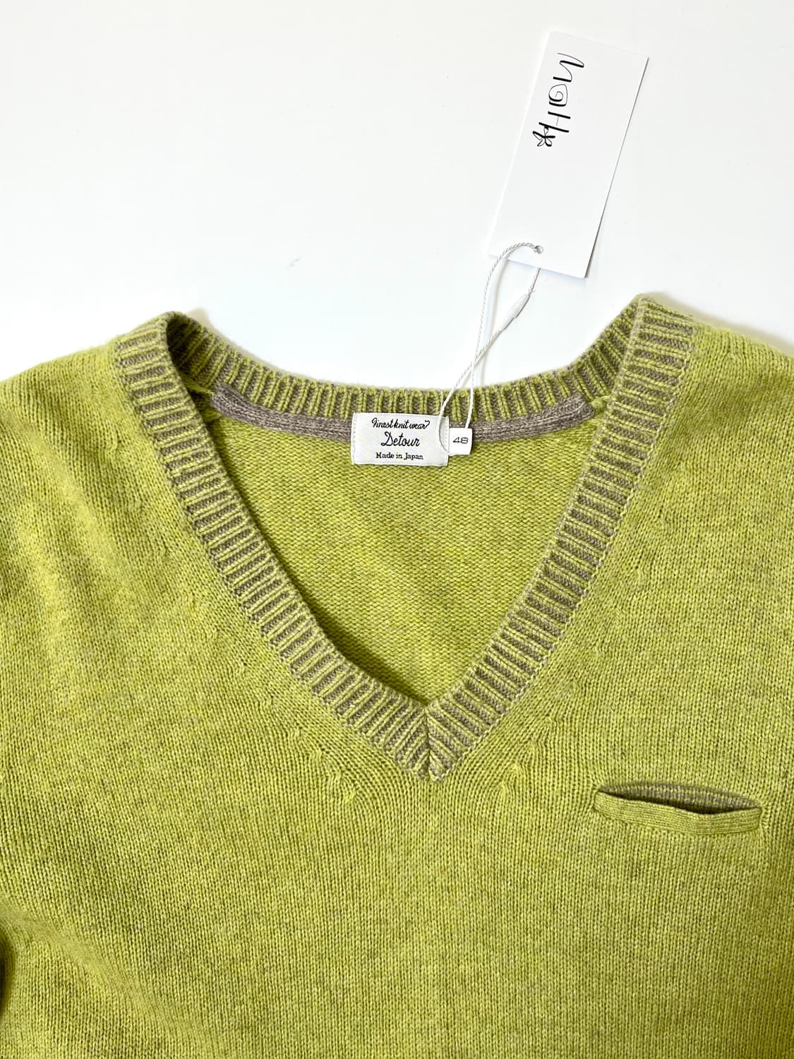 빈티지 올리브 v넥 니트 상품이미지8