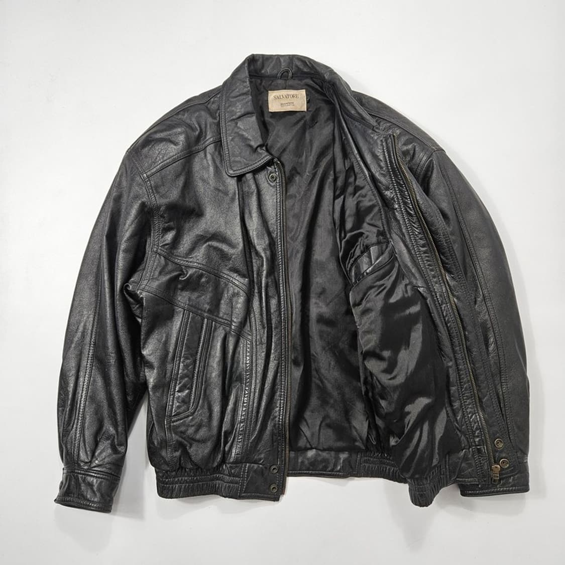 SALVATORE 리얼레더 봄버 자켓 L  상품이미지5