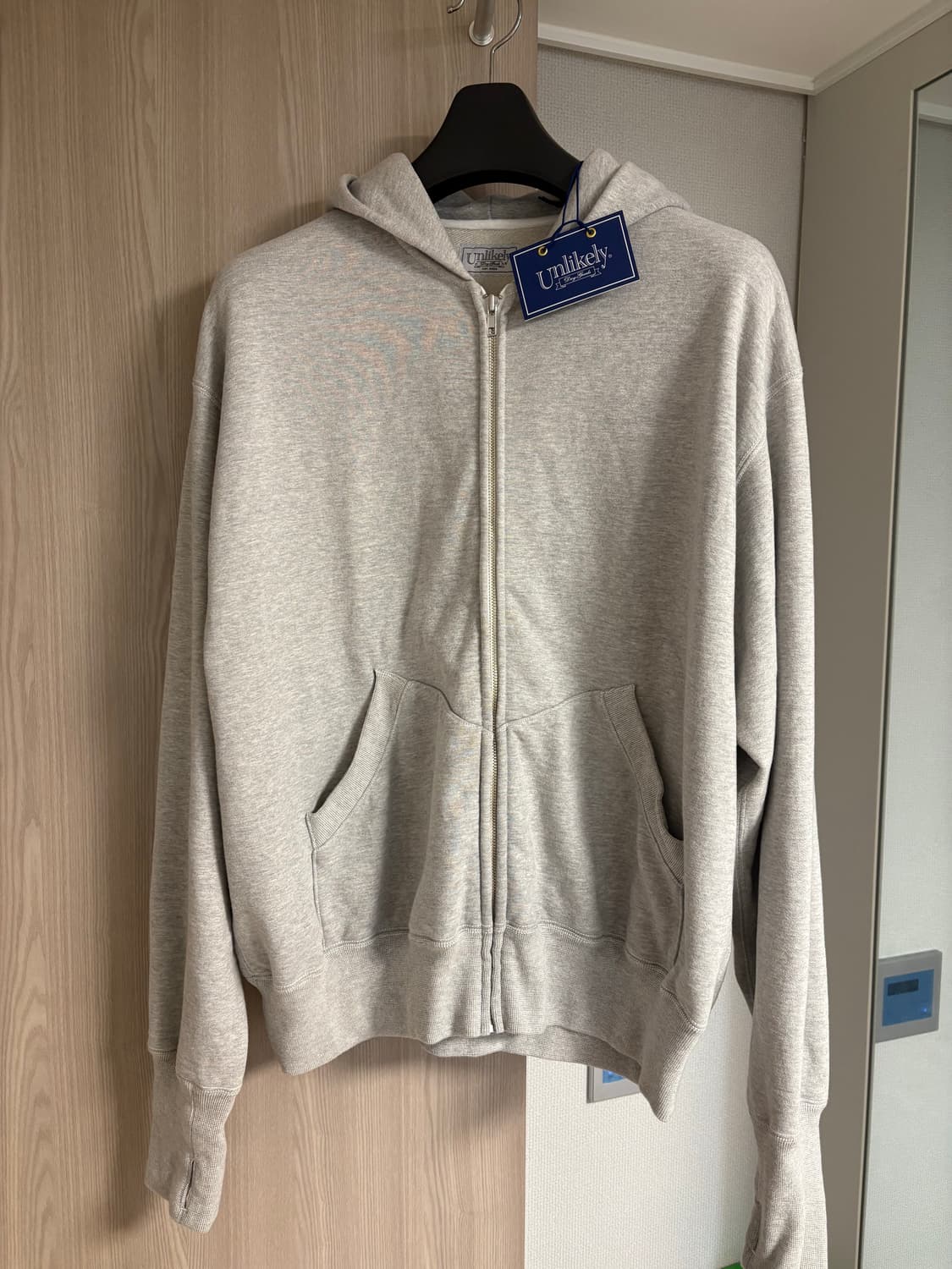 [XL] 언라이클리 Unlikely 심플 스웻 후드집업 그레이 판매 상품이미지5