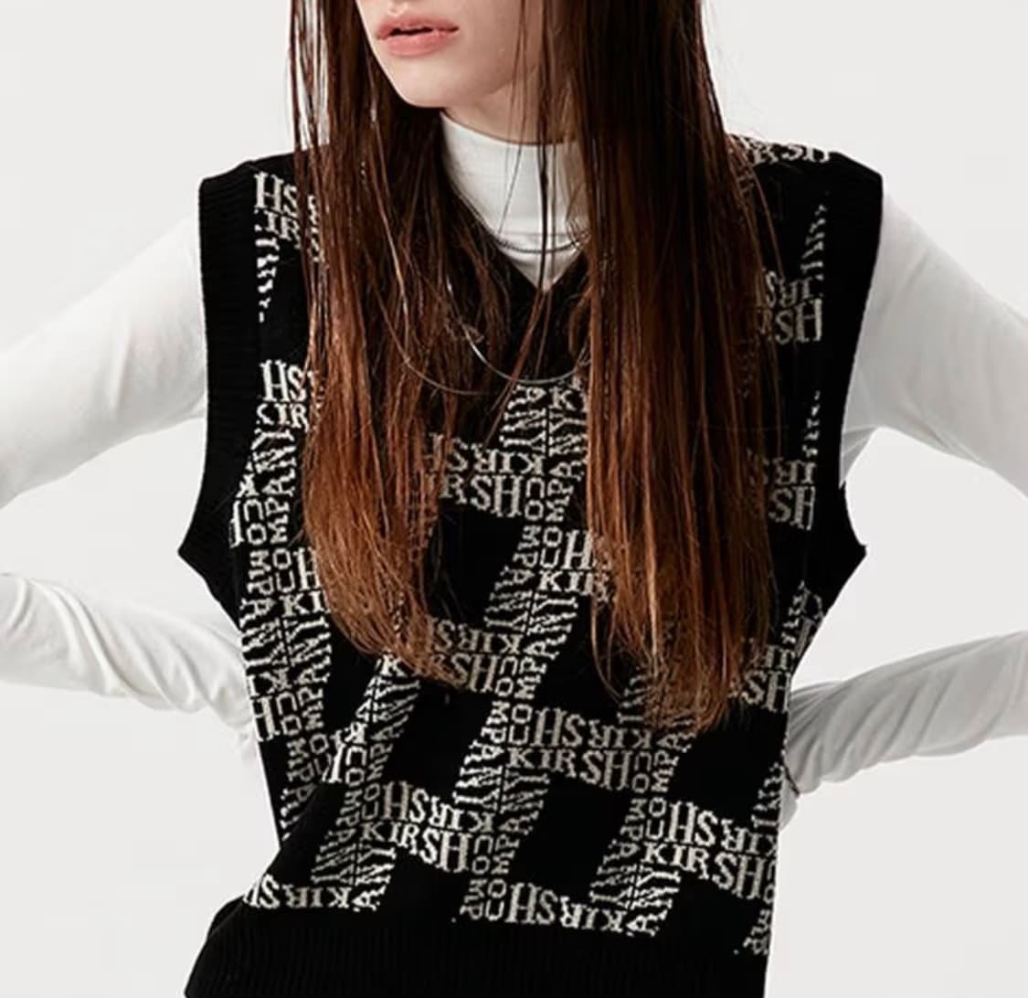 키르시 스파이럴 자카드 니트 베스트 상품이미지1