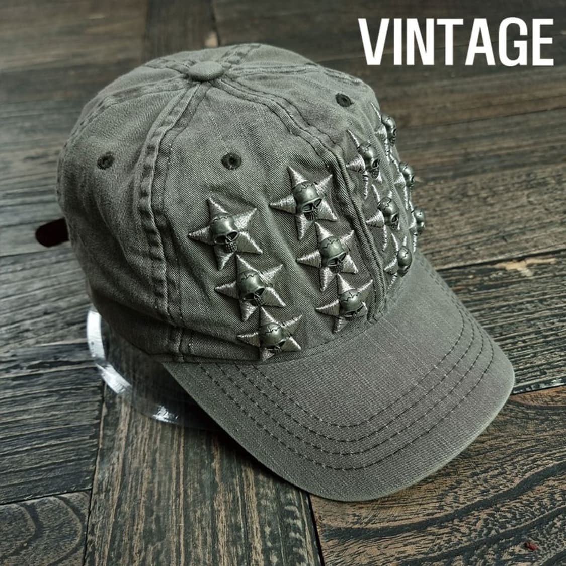 [빈티지] 가공 스컬 스타 자수 볼캡 M19714 상품이미지1
