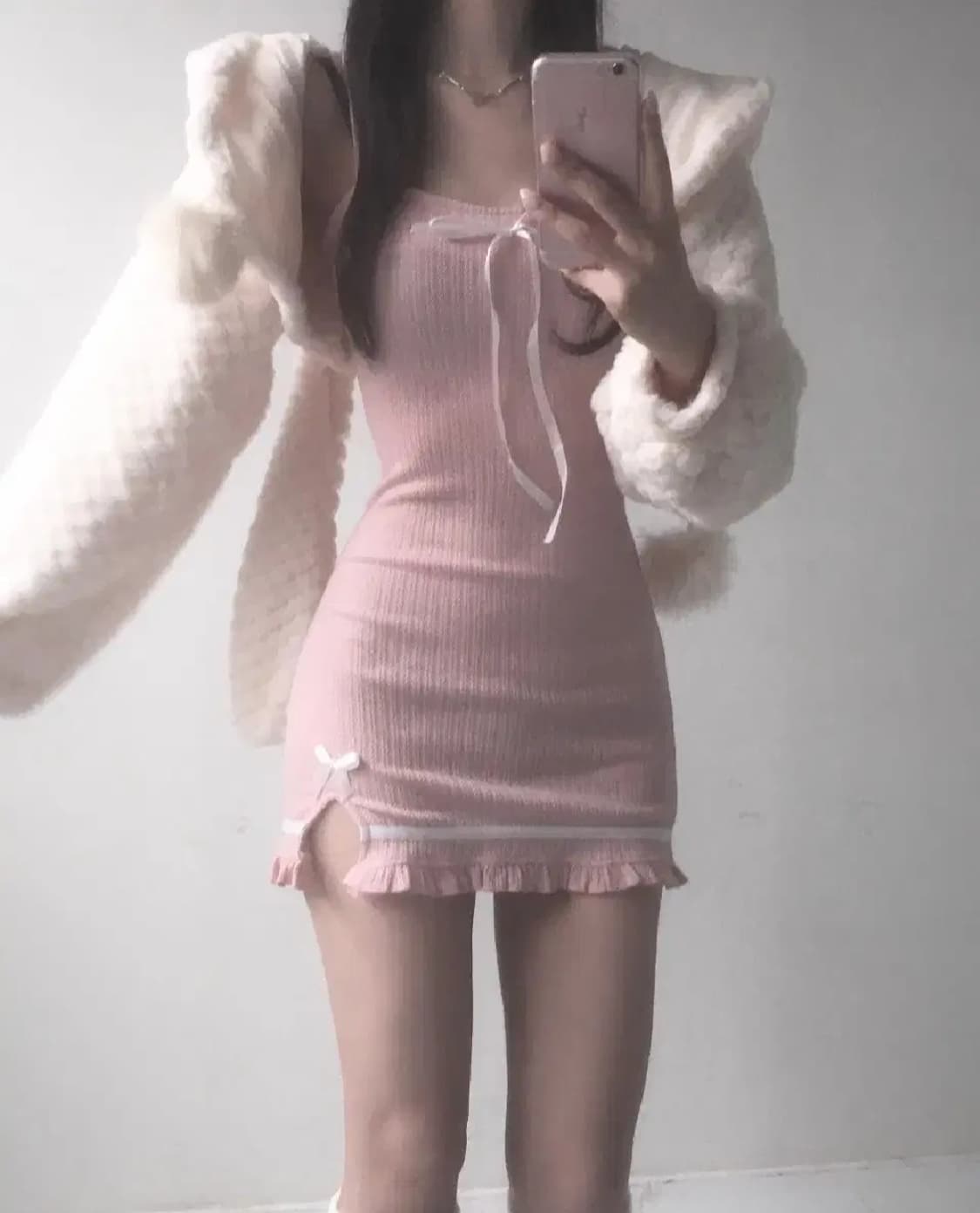 젯젯디zzd달천깔 베이비버니 세트 폼폼이아우터토끼모자핑크원피스리본히메갸루 상품이미지3