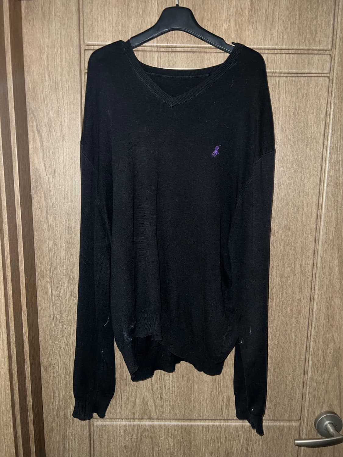 폴로 브이넥 니트 네이비 상품이미지2