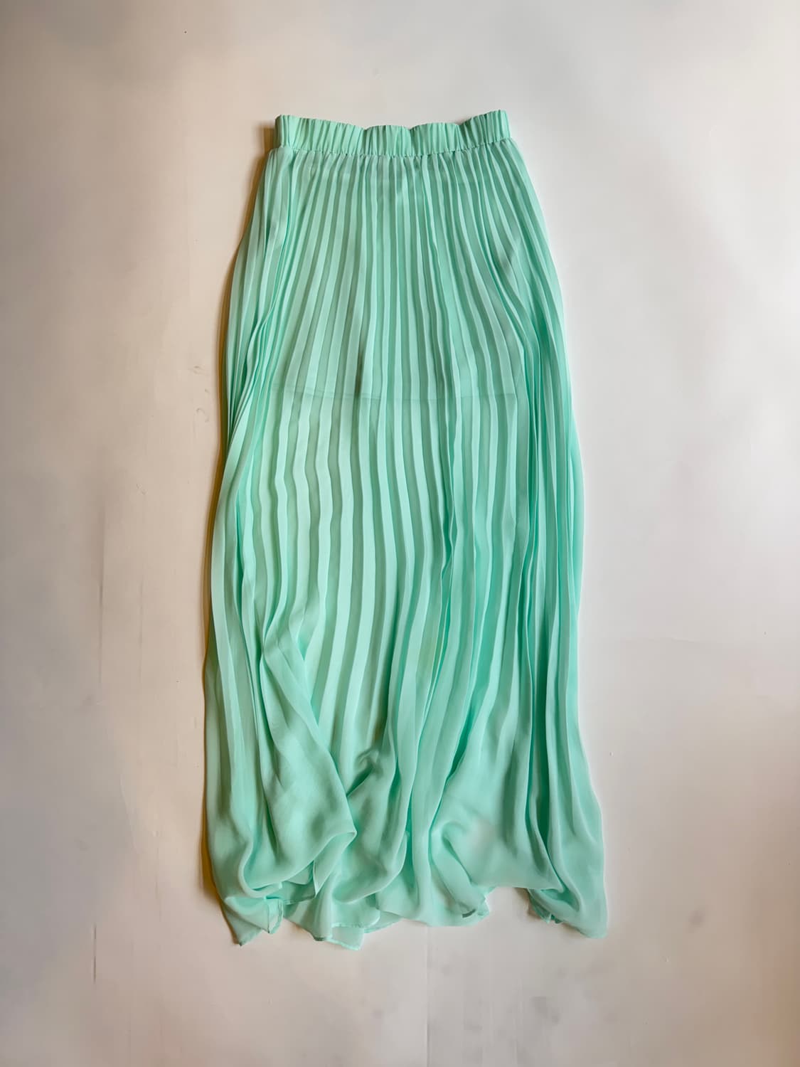 Mint Green Pleated Chiffon Maxi Skirt 상품이미지3