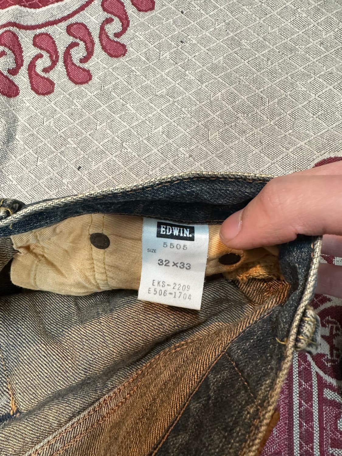 Edwin 505zx 오렌지탭 셀비지 데님 상품이미지7