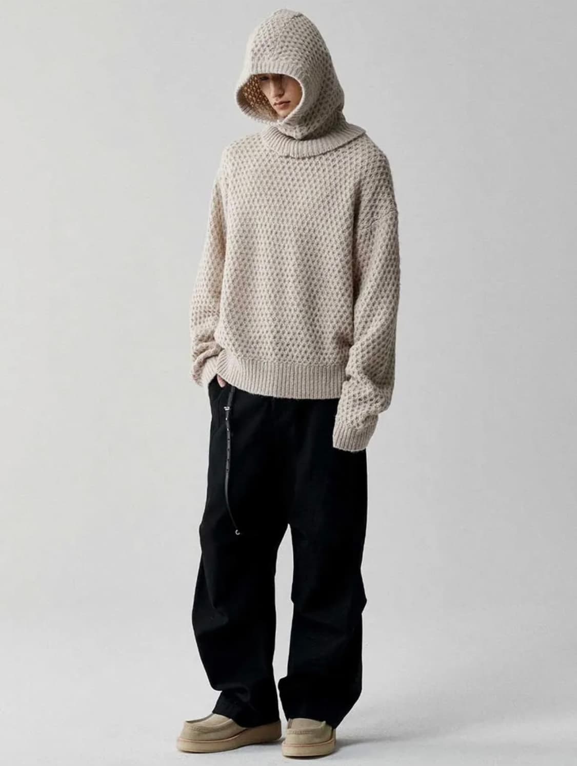 르마드 투톤 와플 울 라운드 니트 스웨터 3 사이즈 상품이미지3