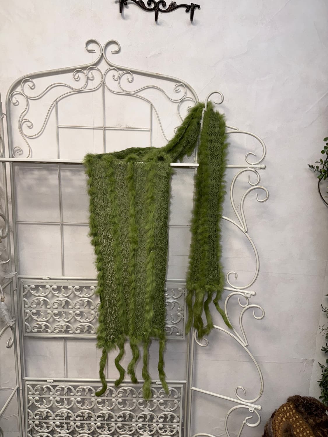 Renoma olive rabbit fur trimmed muffler 상품이미지1