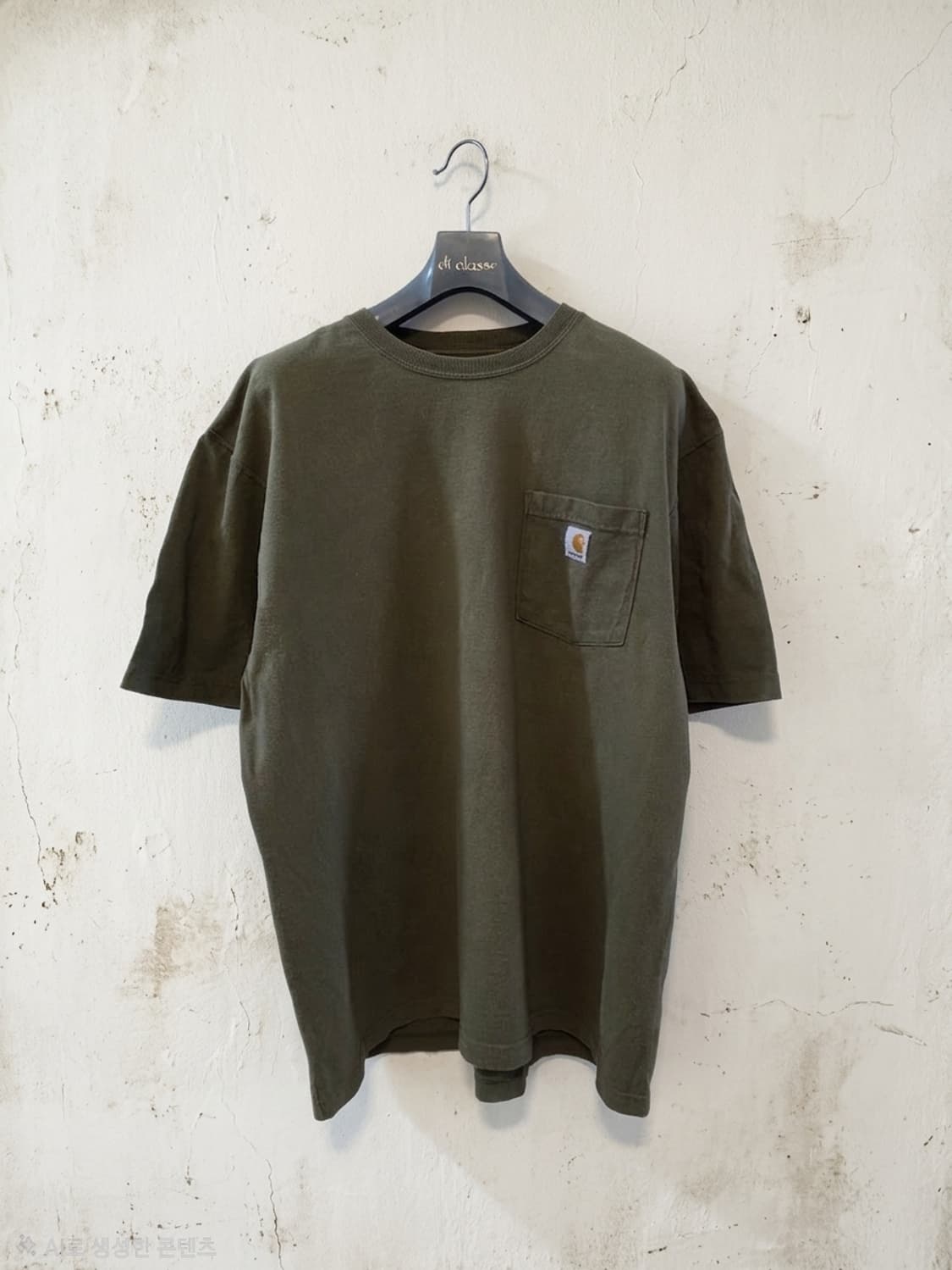 칼하트 오리지날핏 포켓 카키 반팔티 L 상품이미지1