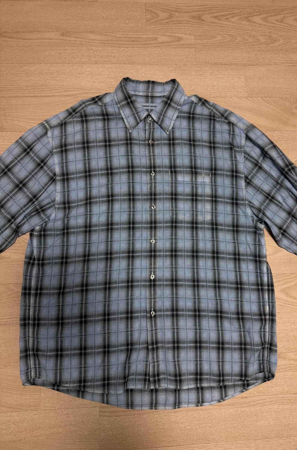 브랜디드 올데이 체크셔츠 (dyed blue) 상품이미지1