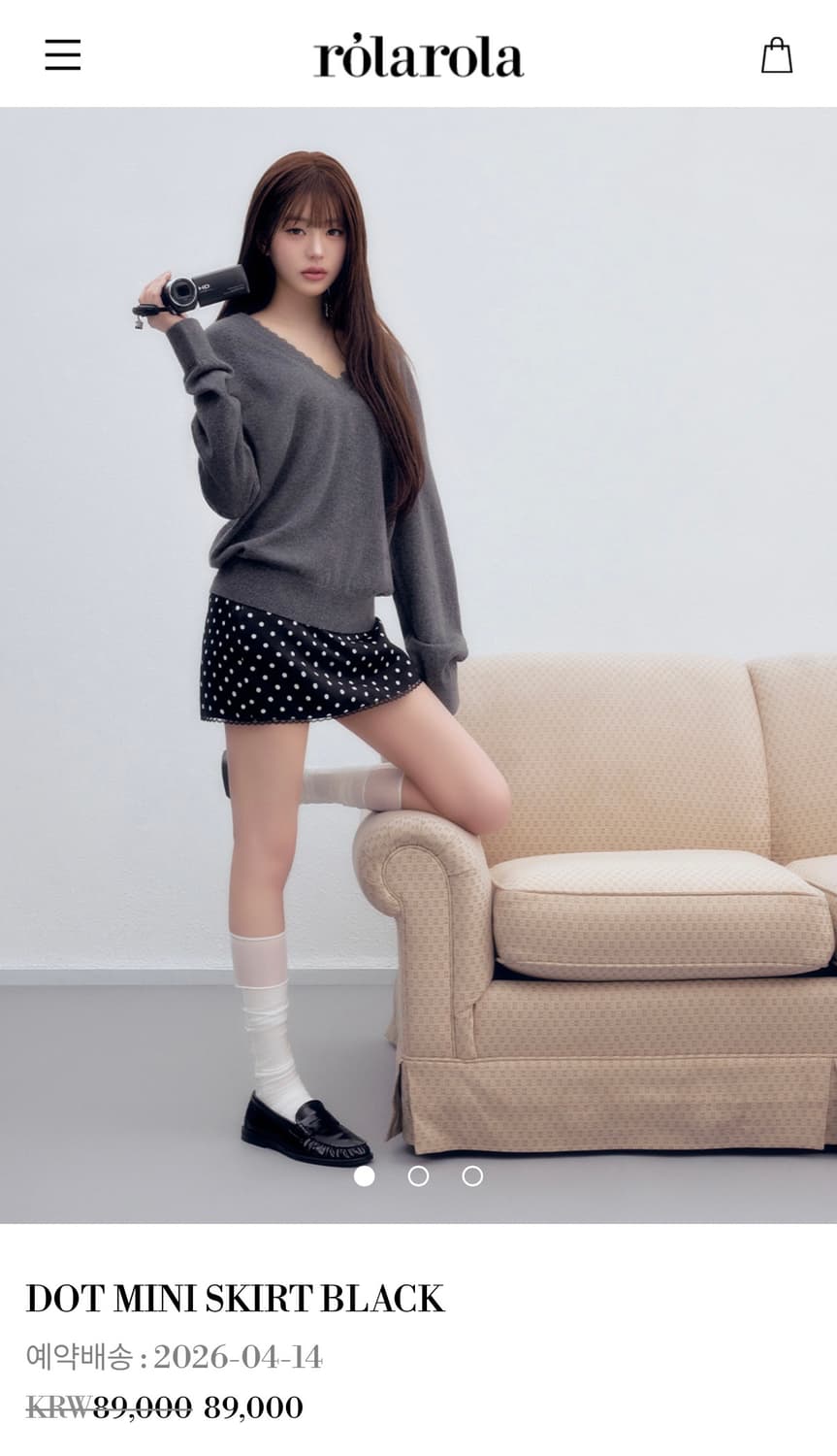 로라로라 치마 DOT MINI SKIRT BLACK M 상품이미지1