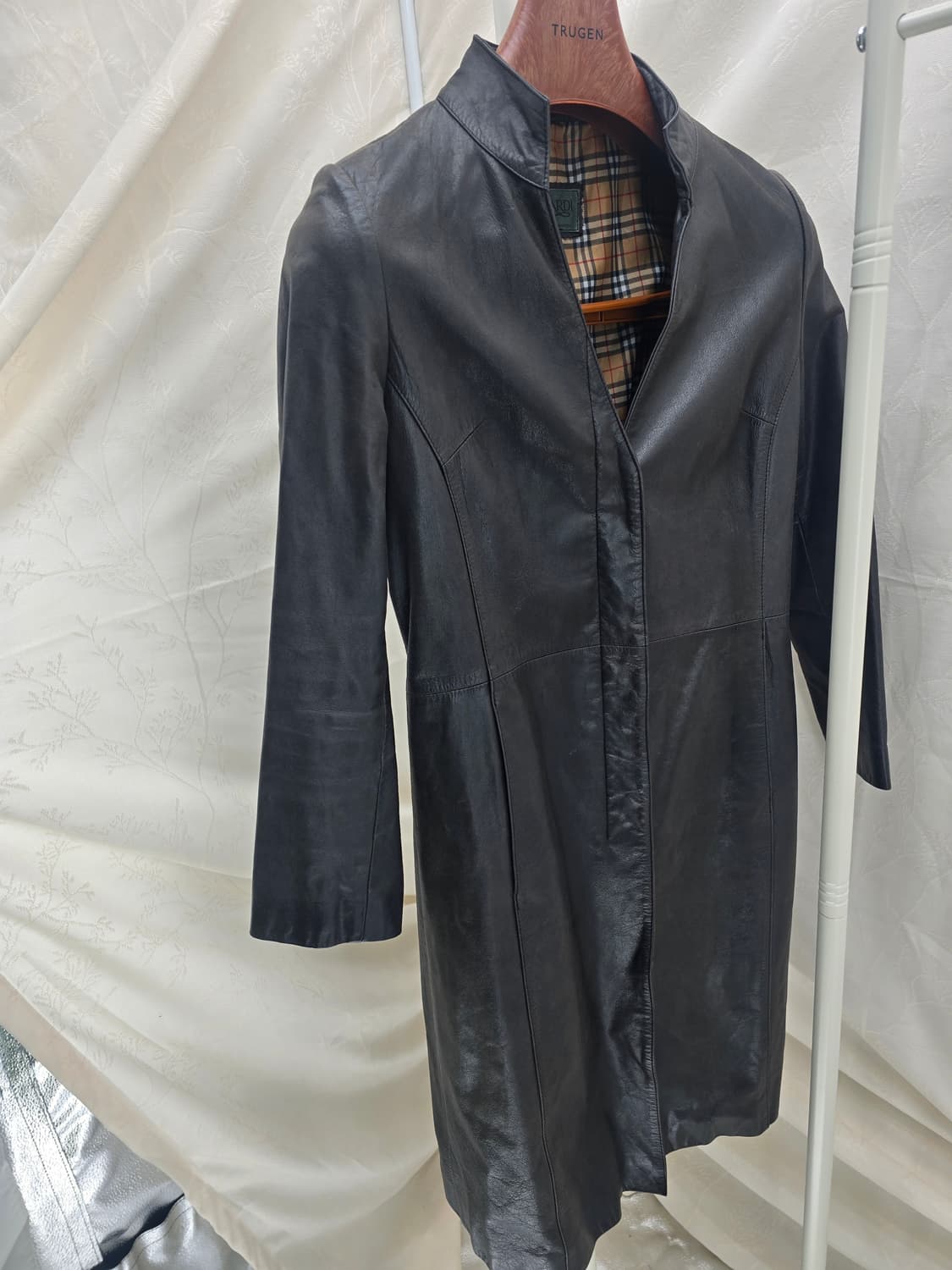 RAPISARDI 체크 안감 소가죽 코트 S 상품이미지2