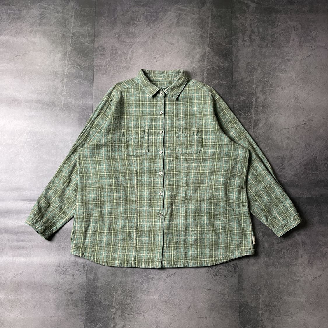 WOOLRICH 울리치 빈티지 그린체크 플란넬 코튼 셔츠 A00342 상품이미지1