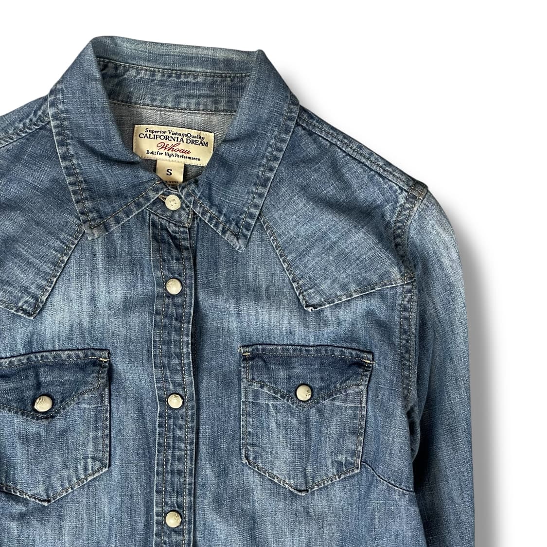 후아유 더블 포켓 웨스턴 청 데님 셔츠 S 상품이미지3