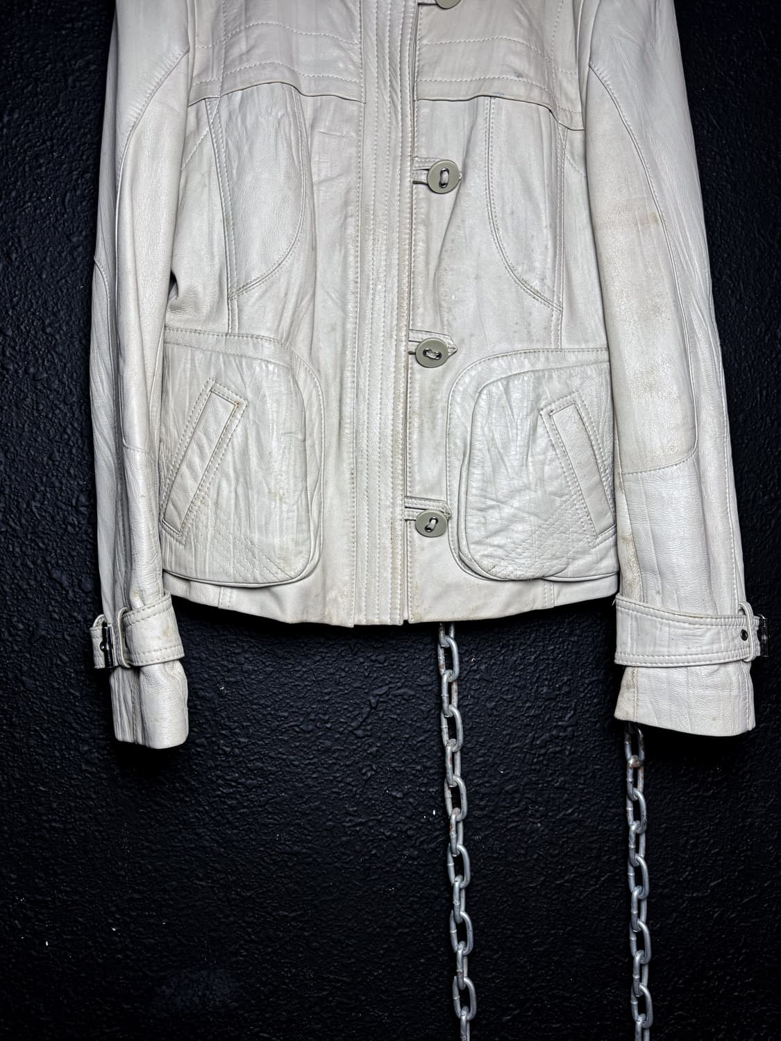 Ivory high-neck leather jacket  상품이미지5