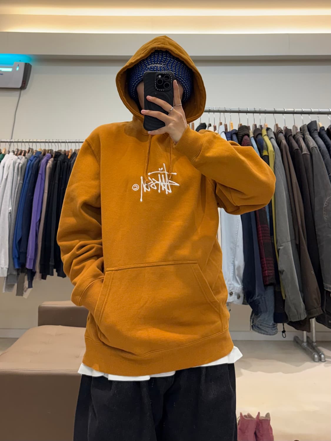 스투시 스탁 자수로고 후드 카라멜 상품이미지5