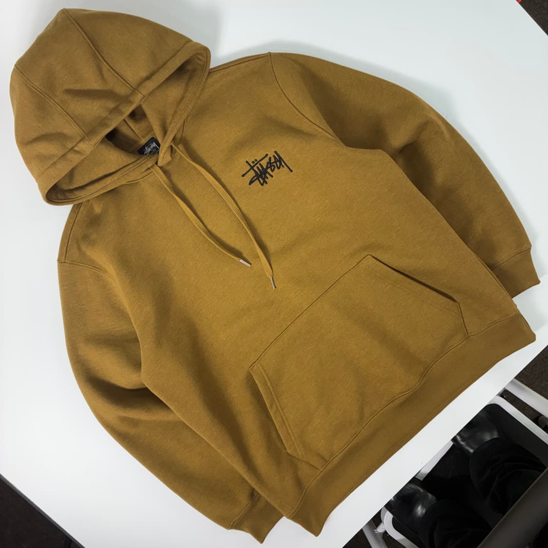 Stussy  스투시 빅로고 자수 브라운 후드티 상품이미지2