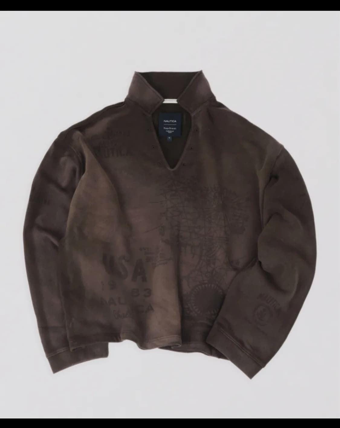 노티카 X 언더마이카 데미지드 오픈카라 풀오버 상품이미지1