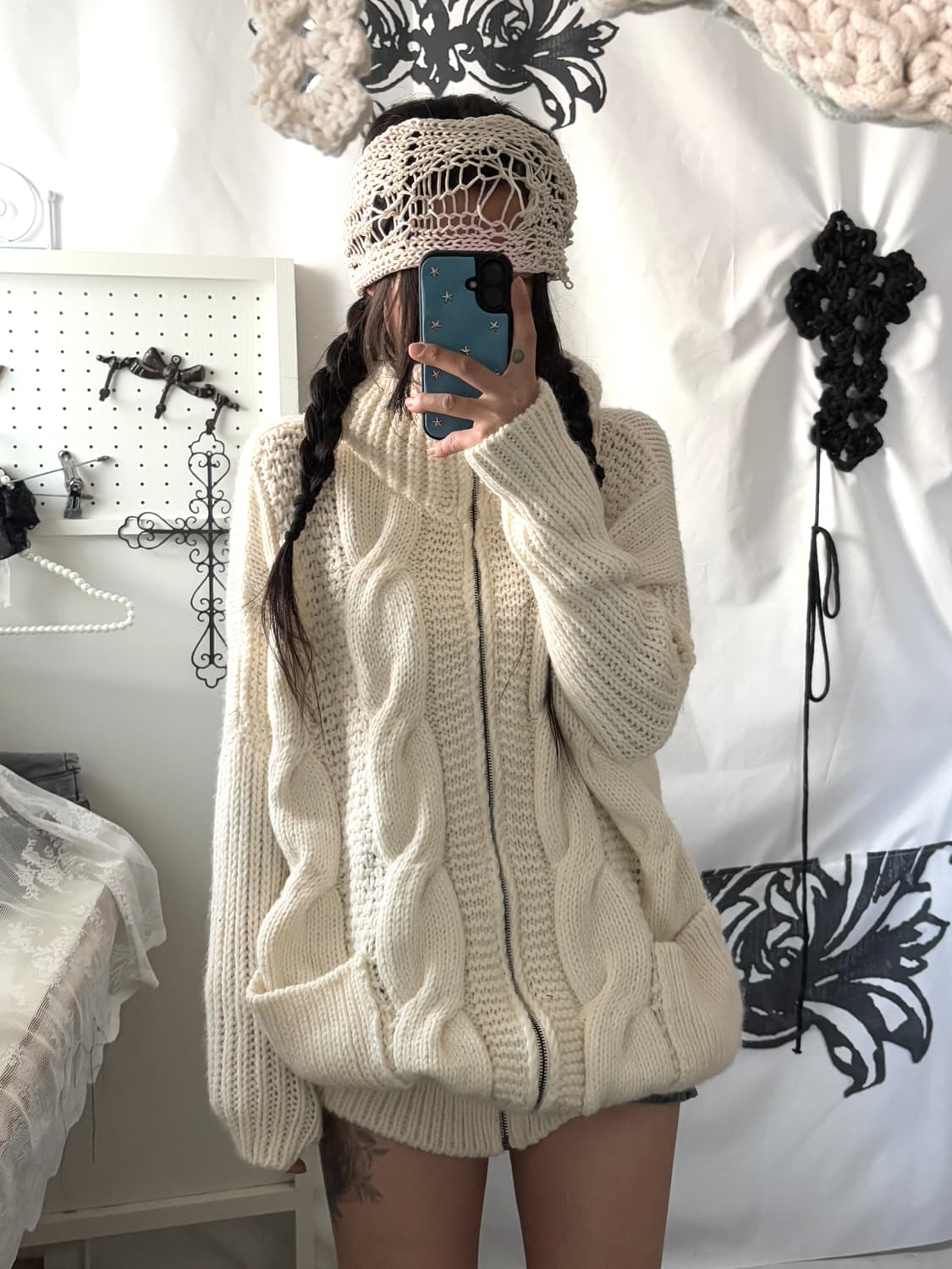 • Ivory High-Neck Knitwear Zip-Up 상품이미지5