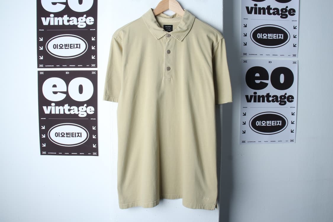 (L-2XL) 필슨 반팔 카라 티셔츠 베이지 무지 놈코어-H32611 상품이미지2