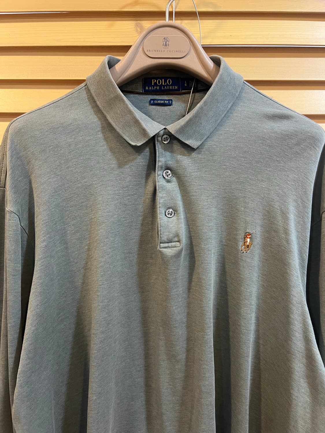 폴로랄프로렌 남성 카키 카라긴팔티셔츠 상품이미지1