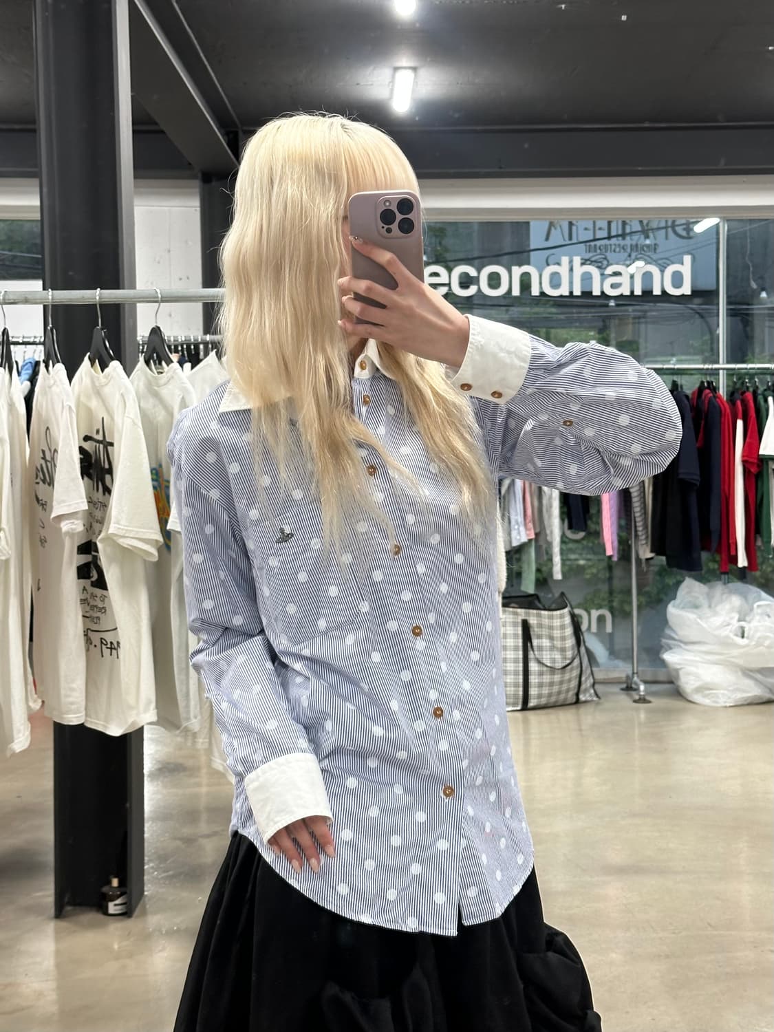 비비안 웨스트우드 레드라벨 스트라이프 도트 긴팔 셔츠 상품이미지2