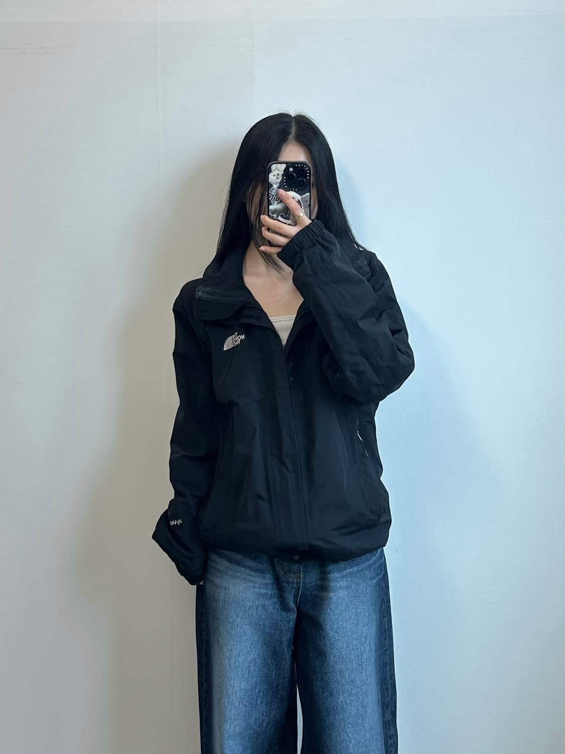 노스페이스 자수로고 하이벤트 블랙 바람막이 자켓 상품이미지1