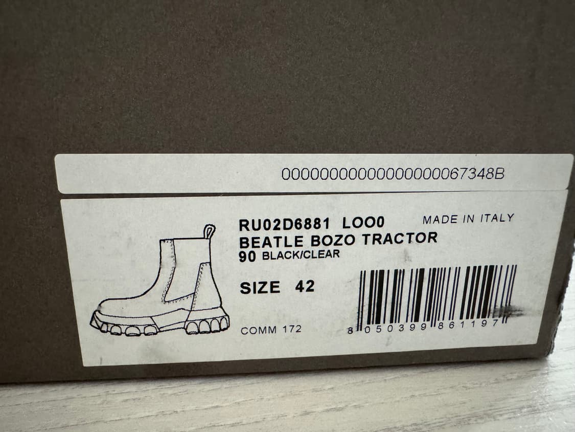 릭오웬스 보조트렉터 부츠 클리어솔 42size 상품이미지3