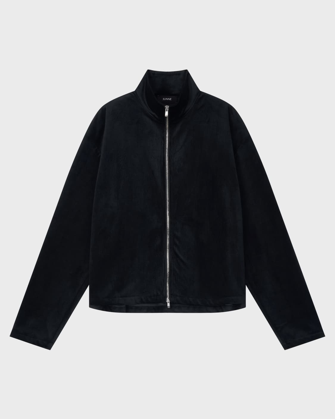 준느 J44 미니멀 풀 집업 자켓 벨벳 블랙 상품이미지1