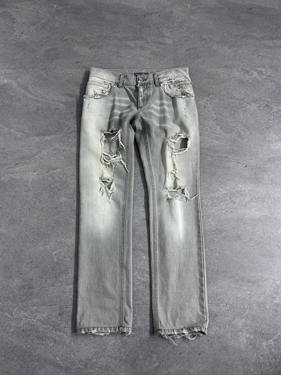돌체앤가바나 화이트 블리치드 디스트레스드 데님 상품이미지4