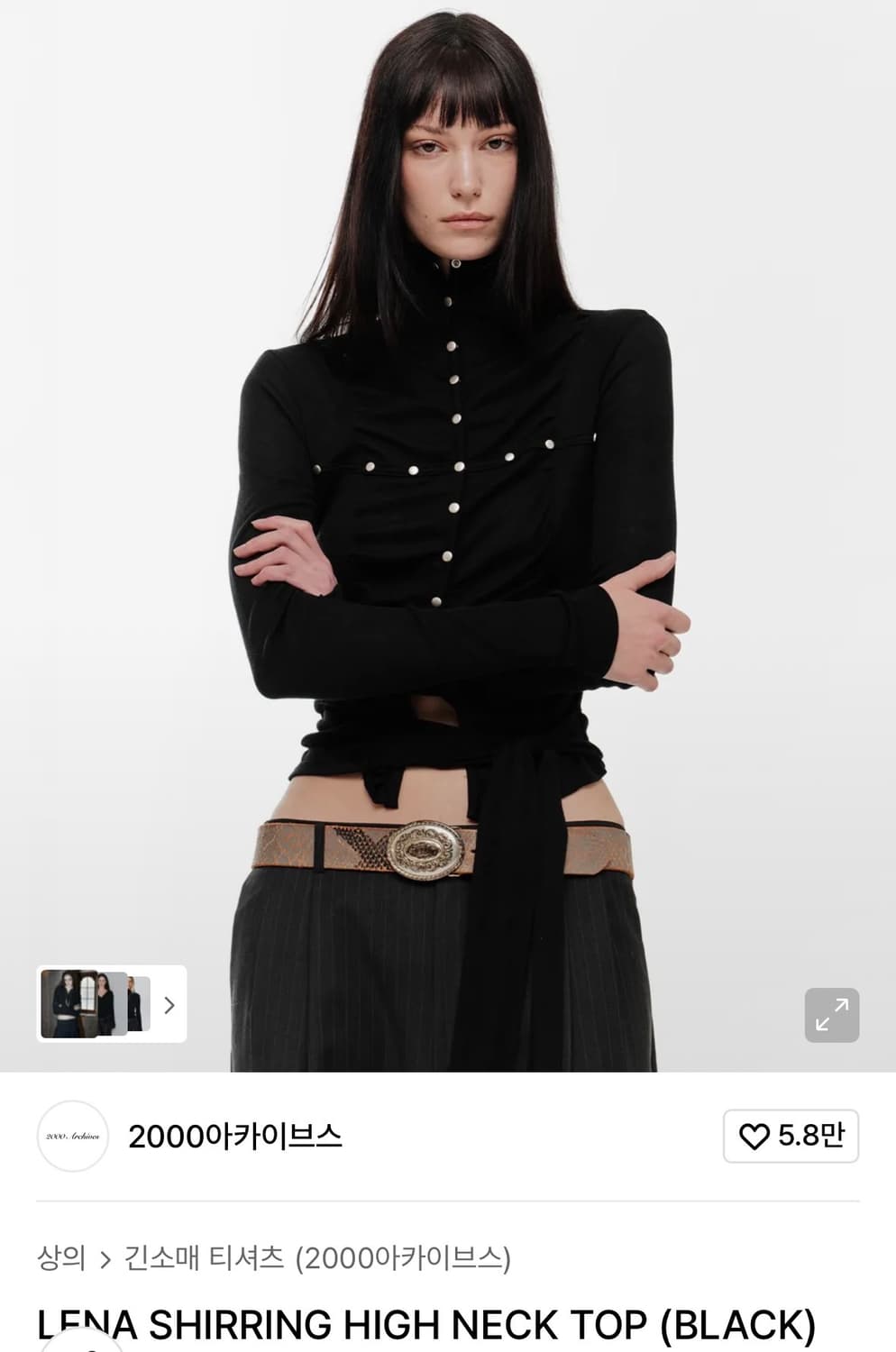 2000아카이브스) LENA SHIRRING HIGH NECK TOP 상품이미지2