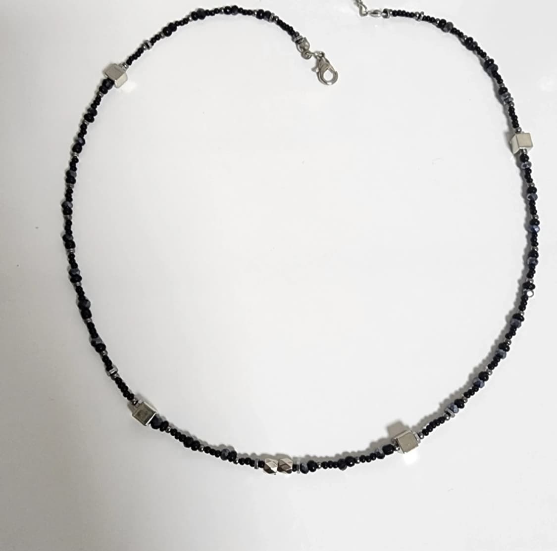 남자 블랙 실버 큐브 목걸이🖤 상품이미지1