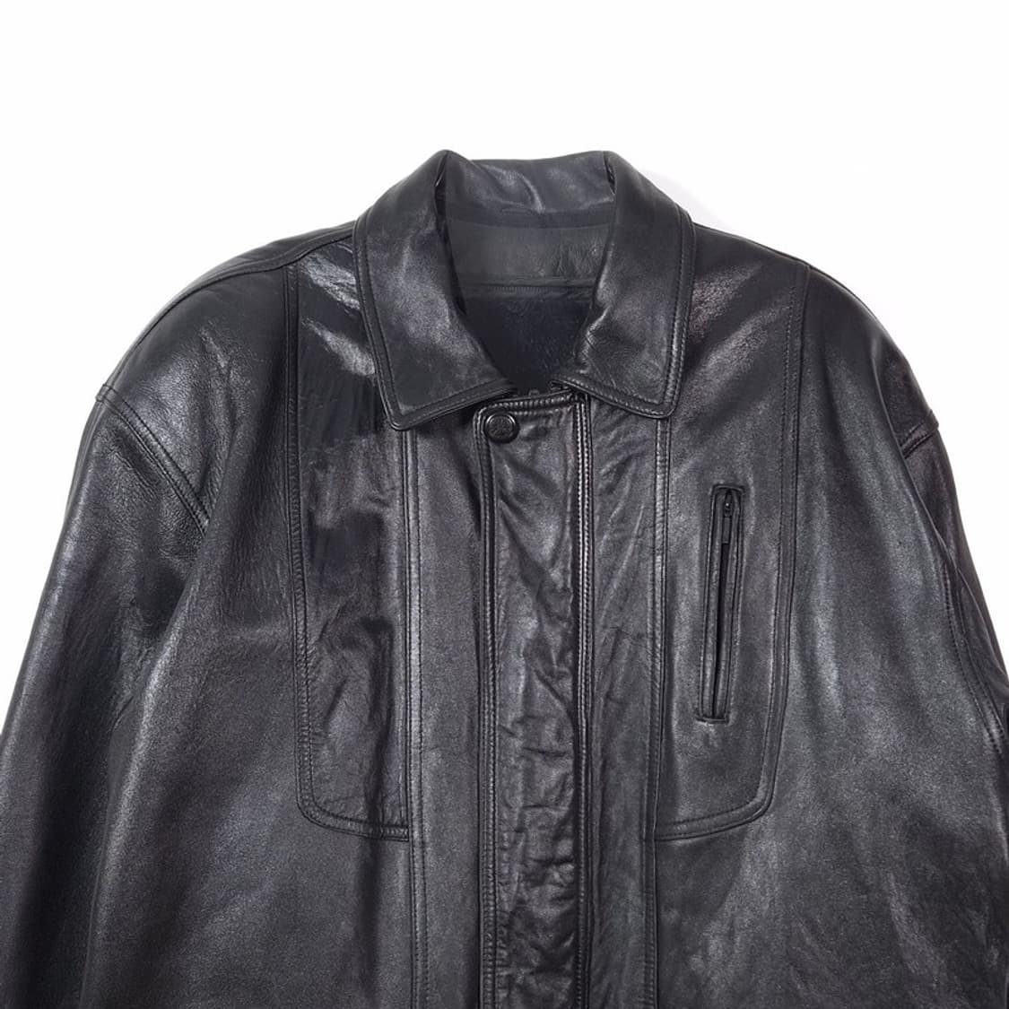 빈티지 리얼 램스킨 하이넥 레더 워크 자켓 L 상품이미지3