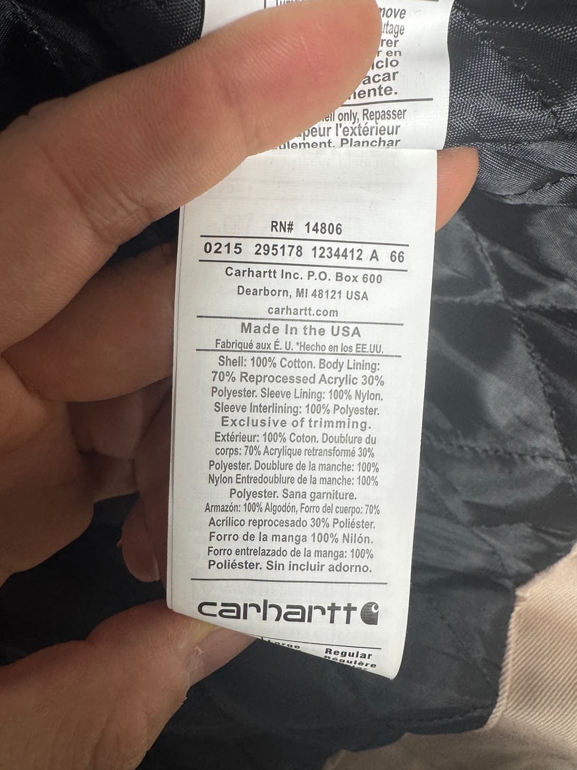 칼하트 워크 자켓 L 아이보리 상품이미지5