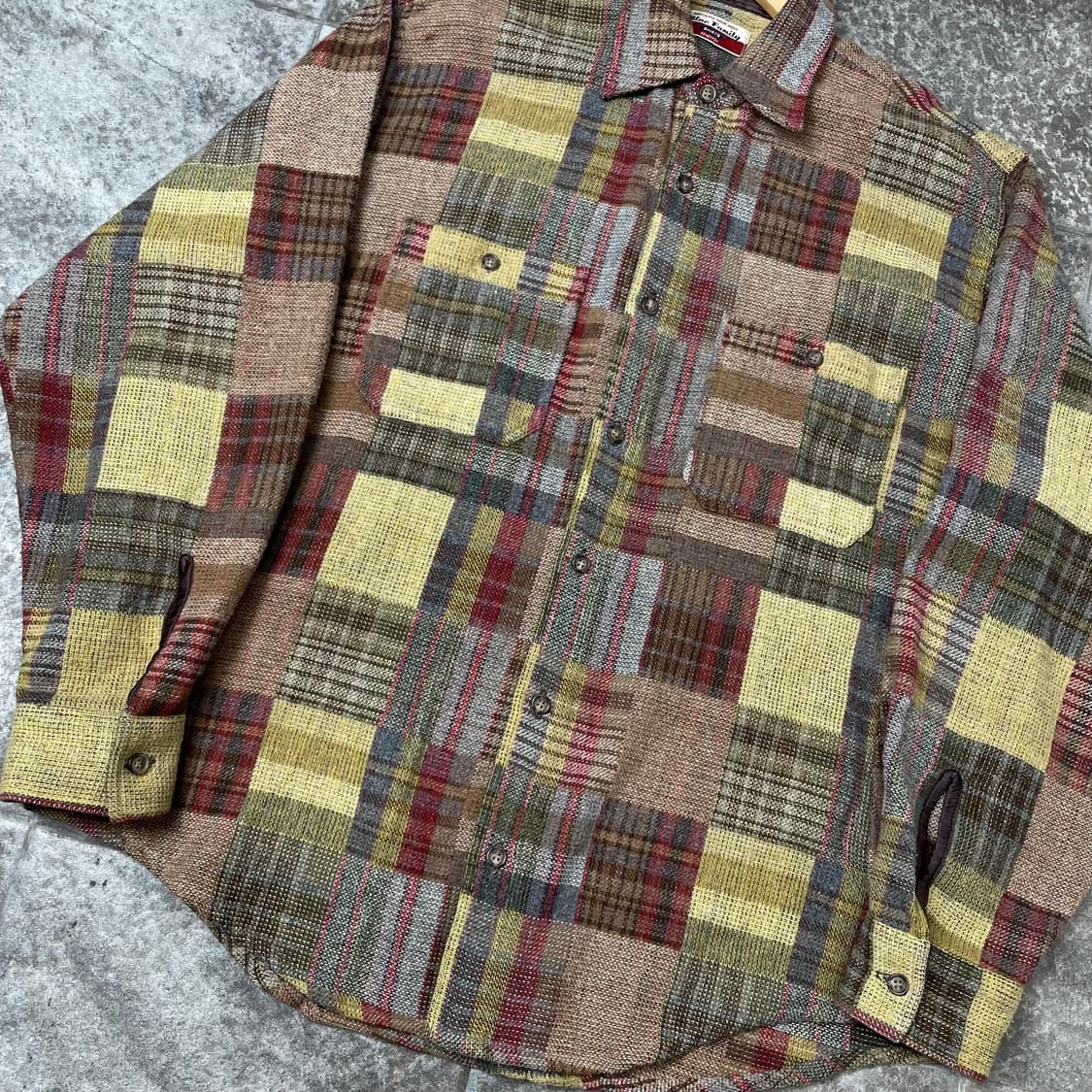 1990s Benetton 베네통 체크혼합 울 셔츠 상품이미지3